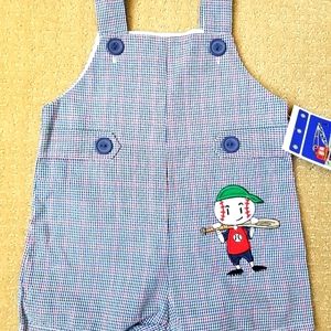 Nwt Samara Gingham Baseball Boys Shortall 6-9 m